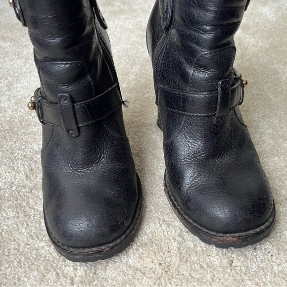 Tory Burch Leather Heeled Ankle Booties-Black/Gold-Women’s 7-Preppy-Prep-Classic - Picture 4 of 13